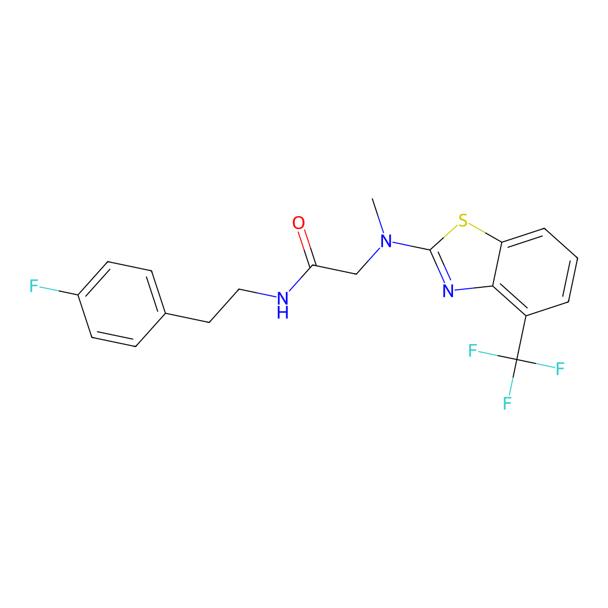 N-(4-fluorophenethyl)-2-(methyl(4-(trifluoromethyl)benzo[d]thiazol-2-yl)amino)acetamide molecular structure, CAS 1396879-36-9