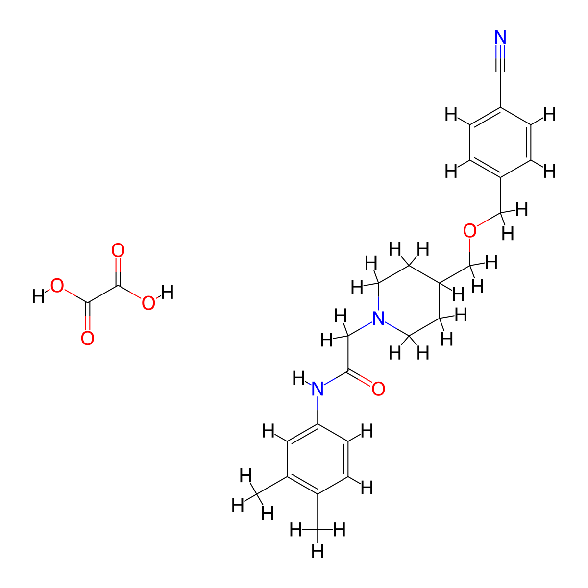 2-(4-(((4-cyanobenzyl)oxy)methyl)piperidin-1-yl)-N-(3,4-dimethylphenyl)acetamide oxalate molecular structure, CAS 1396879-39-2