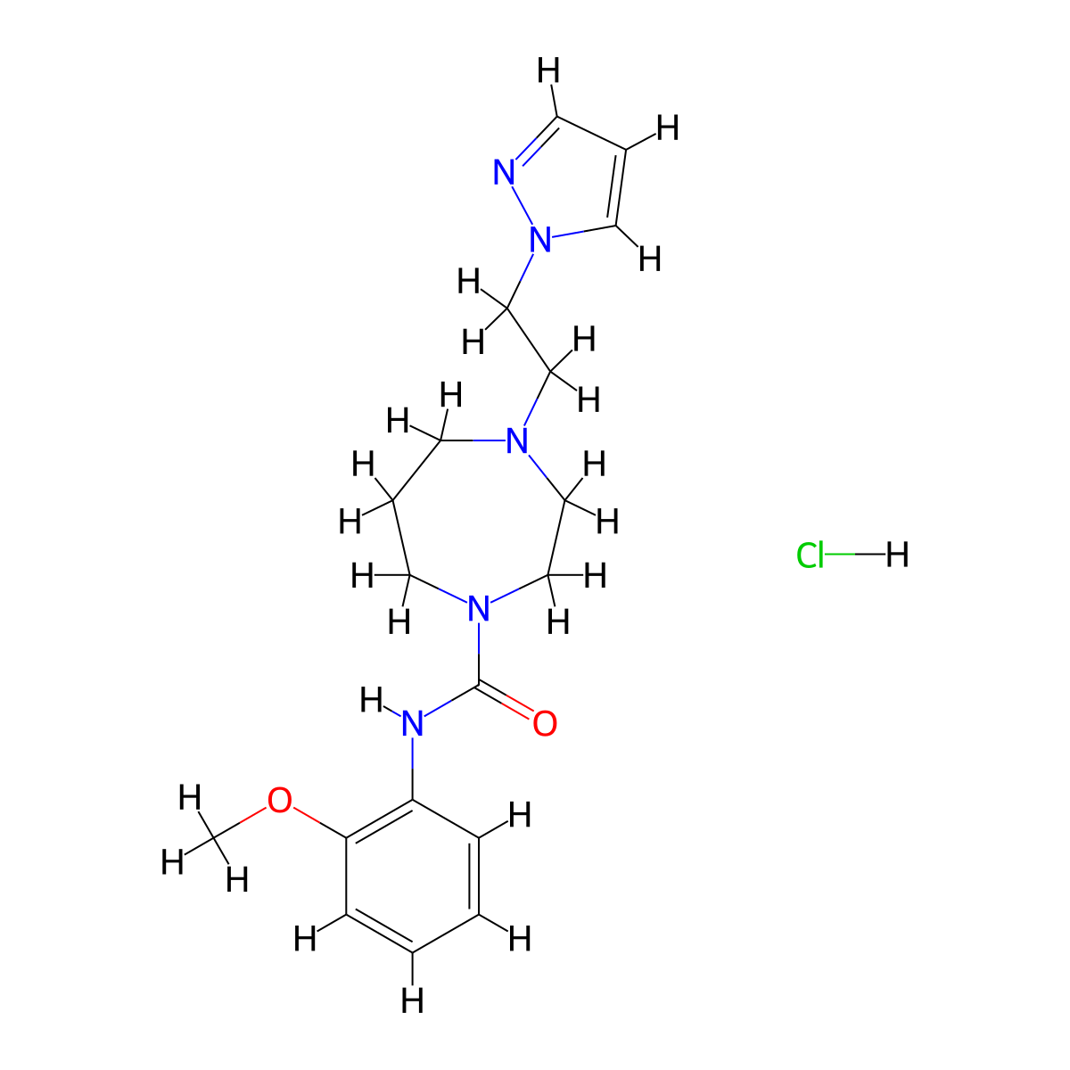4-(2-(1H-pyrazol-1-yl)ethyl)-N-(2-methoxyphenyl)-1,4-diazepane-1-carboxamide hydrochloride molecular structure, CAS 1396879-44-9