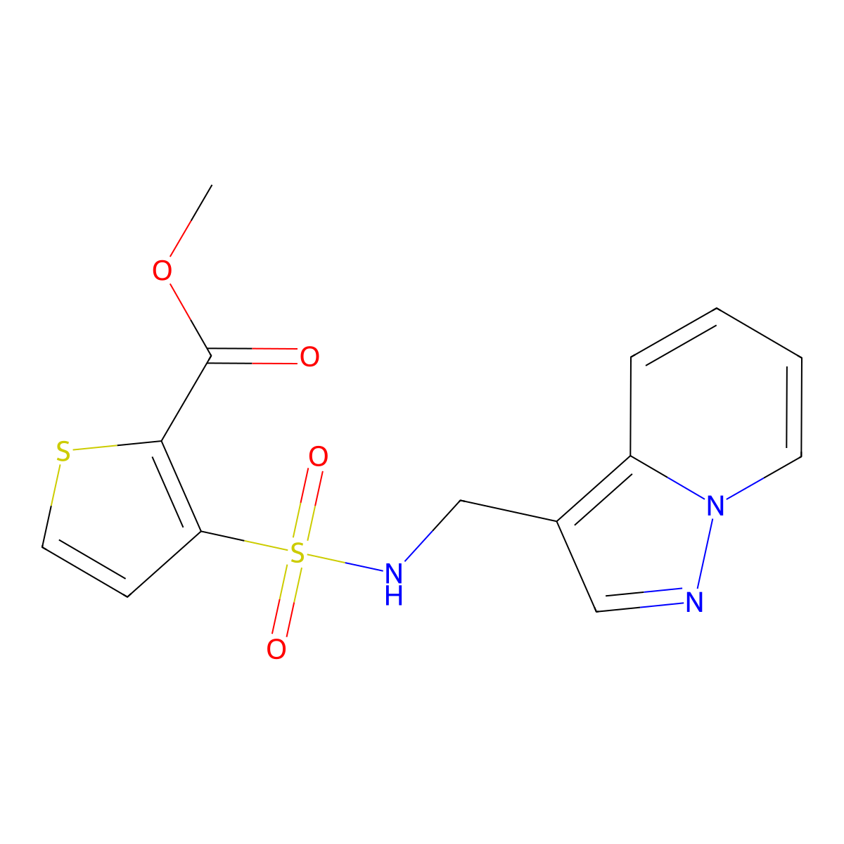 methyl 3-(N-(pyrazolo[1,5-a]pyridin-3-ylmethyl)sulfamoyl)thiophene-2-carboxylate molecular structure, CAS 1396879-49-4
