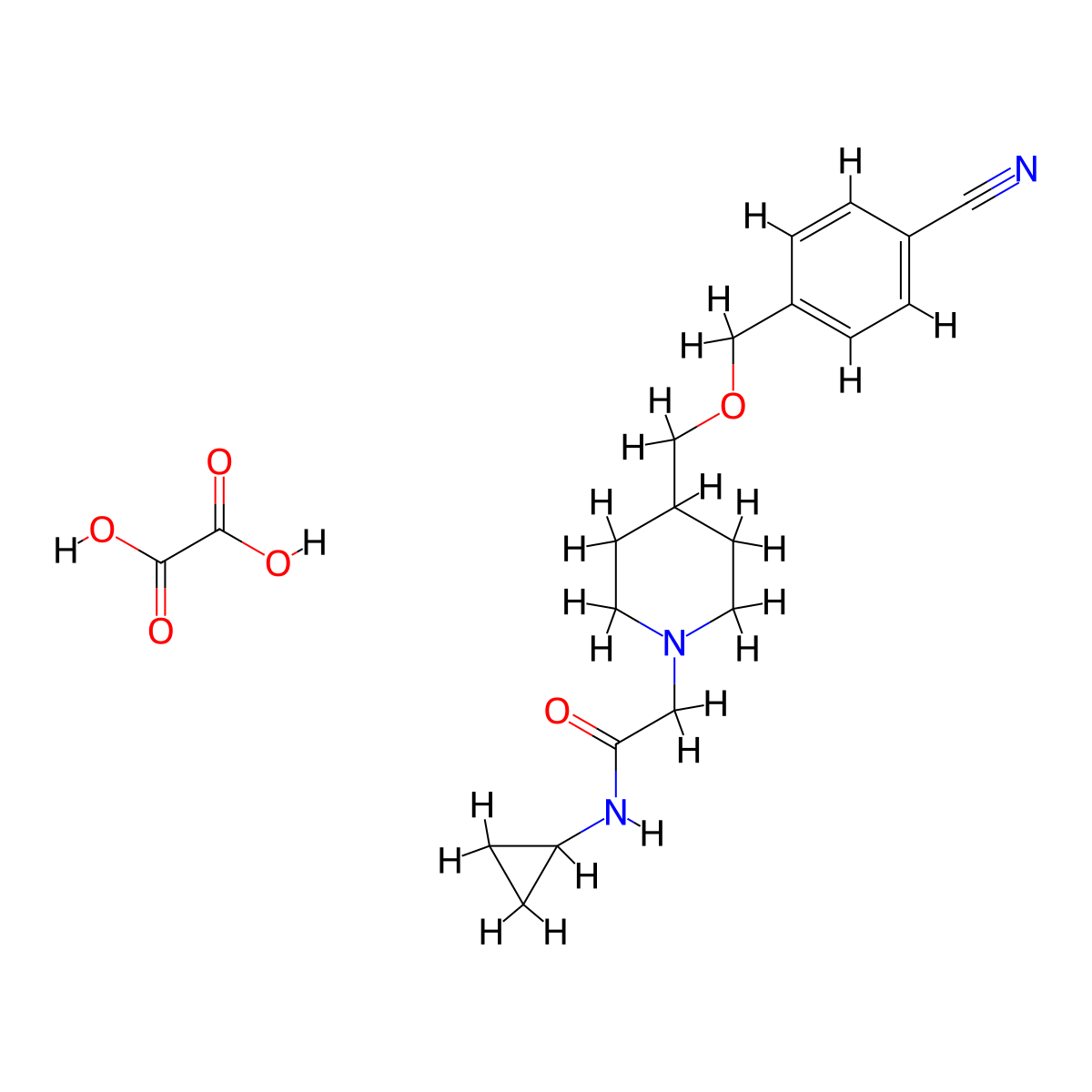 2-(4-(((4-cyanobenzyl)oxy)methyl)piperidin-1-yl)-N-cyclopropylacetamide oxalate molecular structure, CAS 1396879-56-3