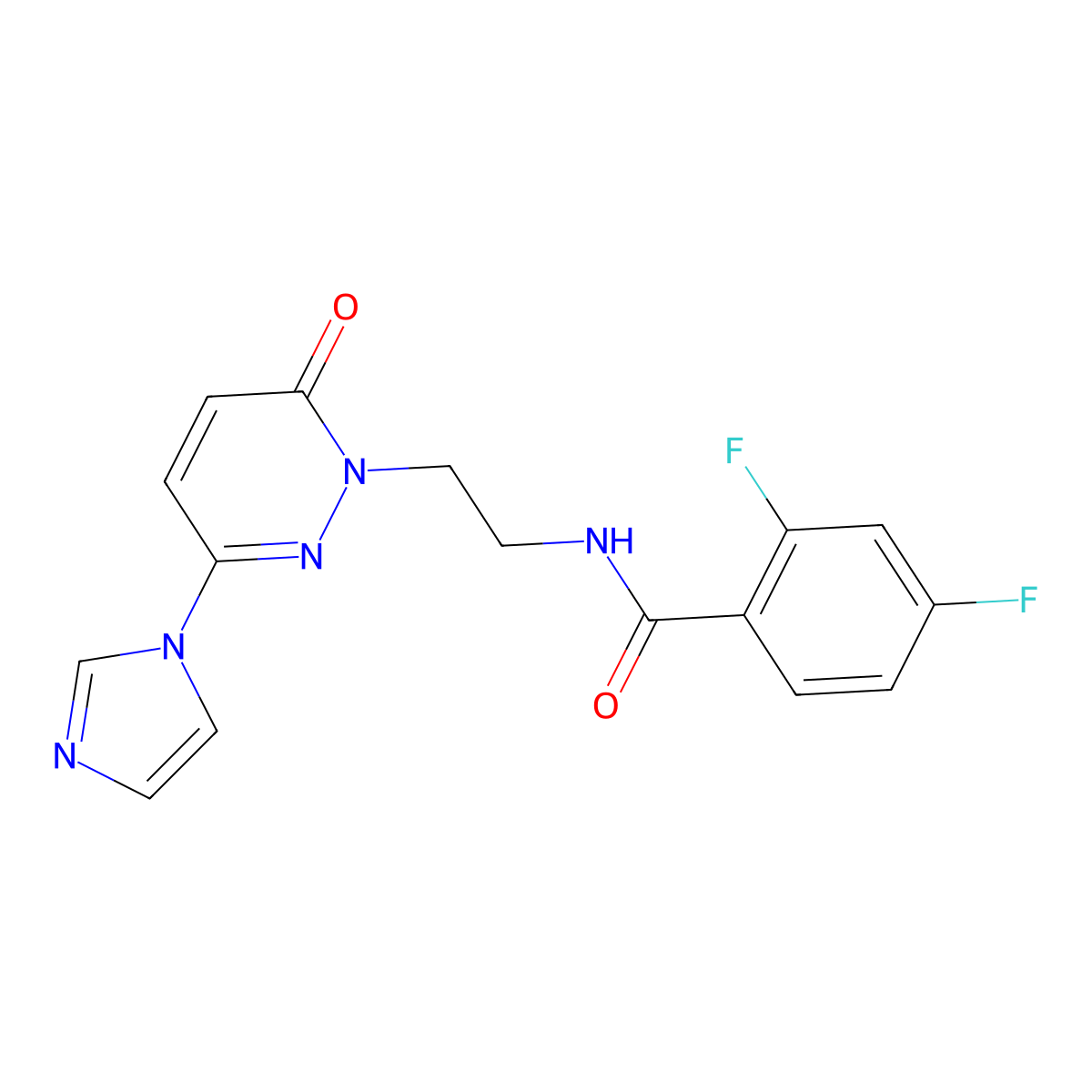 N-(2-(3-(1H-imidazol-1-yl)-6-oxopyridazin-1(6H)-yl)ethyl)-2,4-difluorobenzamide molecular structure, CAS 1396879-58-5