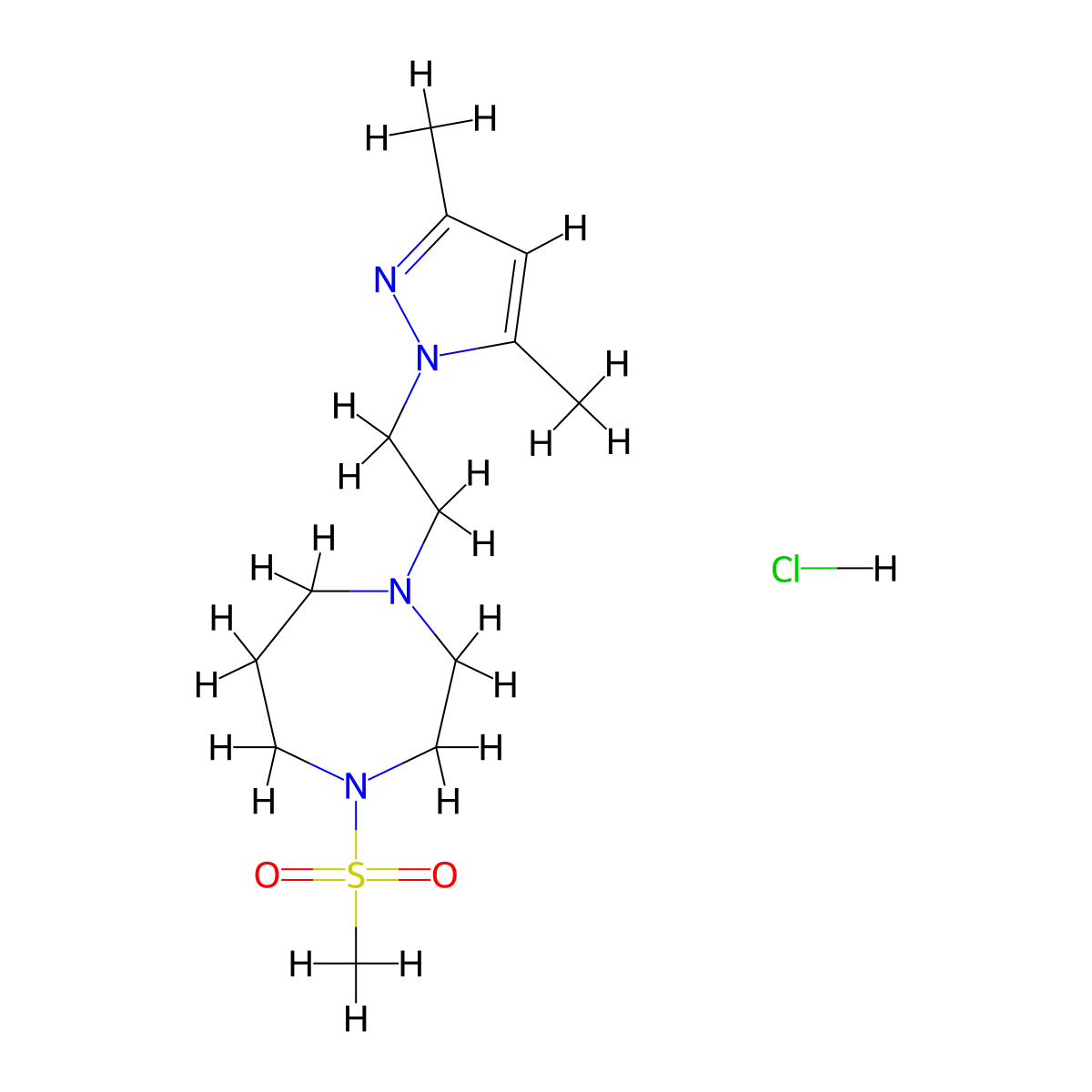 1-(2-(3,5-dimethyl-1H-pyrazol-1-yl)ethyl)-4-(methylsulfonyl)-1,4-diazepane hydrochloride molecular structure, CAS 1396879-61-0