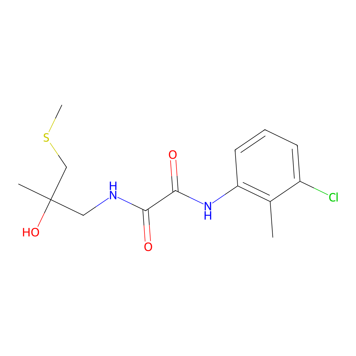 N1-(3-chloro-2-methylphenyl)-N2-(2-hydroxy-2-methyl-3-(methylthio)propyl)oxalamide molecular structure, CAS 1396879-62-1
