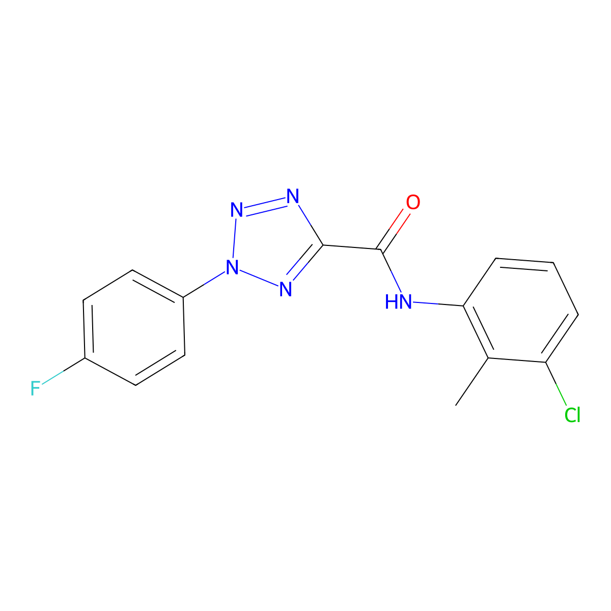 N-(3-chloro-2-methylphenyl)-2-(4-fluorophenyl)-2H-tetrazole-5-carboxamide molecular structure, CAS 1396879-63-2