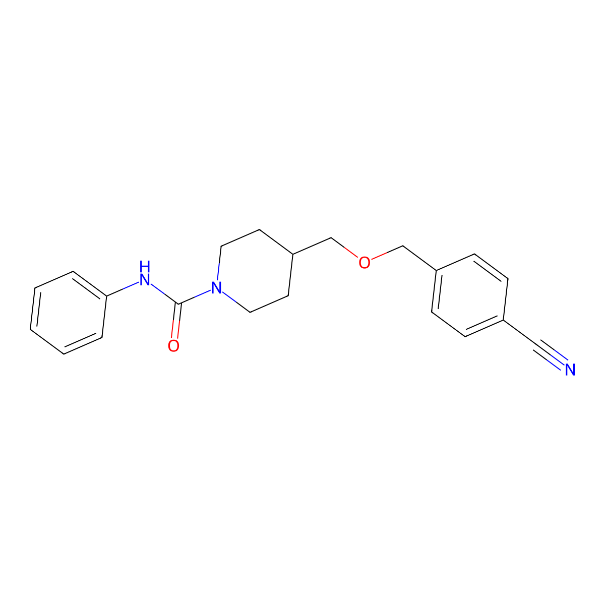 4-(((4-cyanobenzyl)oxy)methyl)-N-phenylpiperidine-1-carboxamide molecular structure, CAS 1396879-69-8