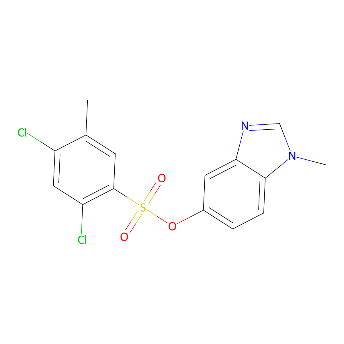1-methyl-1H-benzo[d]imidazol-5-yl 2,4-dichloro-5-methylbenzenesulfonate molecular structure, CAS 1396879-78-9