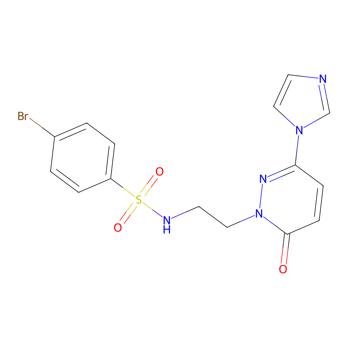 N-(2-(3-(1H-imidazol-1-yl)-6-oxopyridazin-1(6H)-yl)ethyl)-4-bromobenzenesulfonamide molecular structure, CAS 1396879-85-8