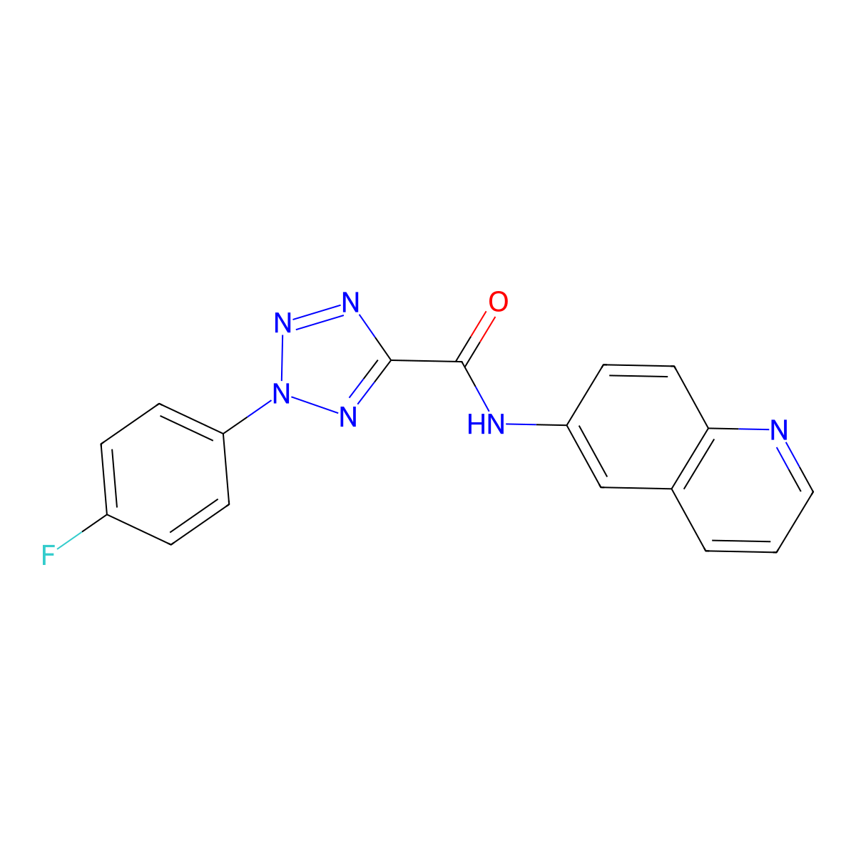 2-(4-fluorophenyl)-N-(quinolin-6-yl)-2H-tetrazole-5-carboxamide molecular structure, CAS 1396879-90-5