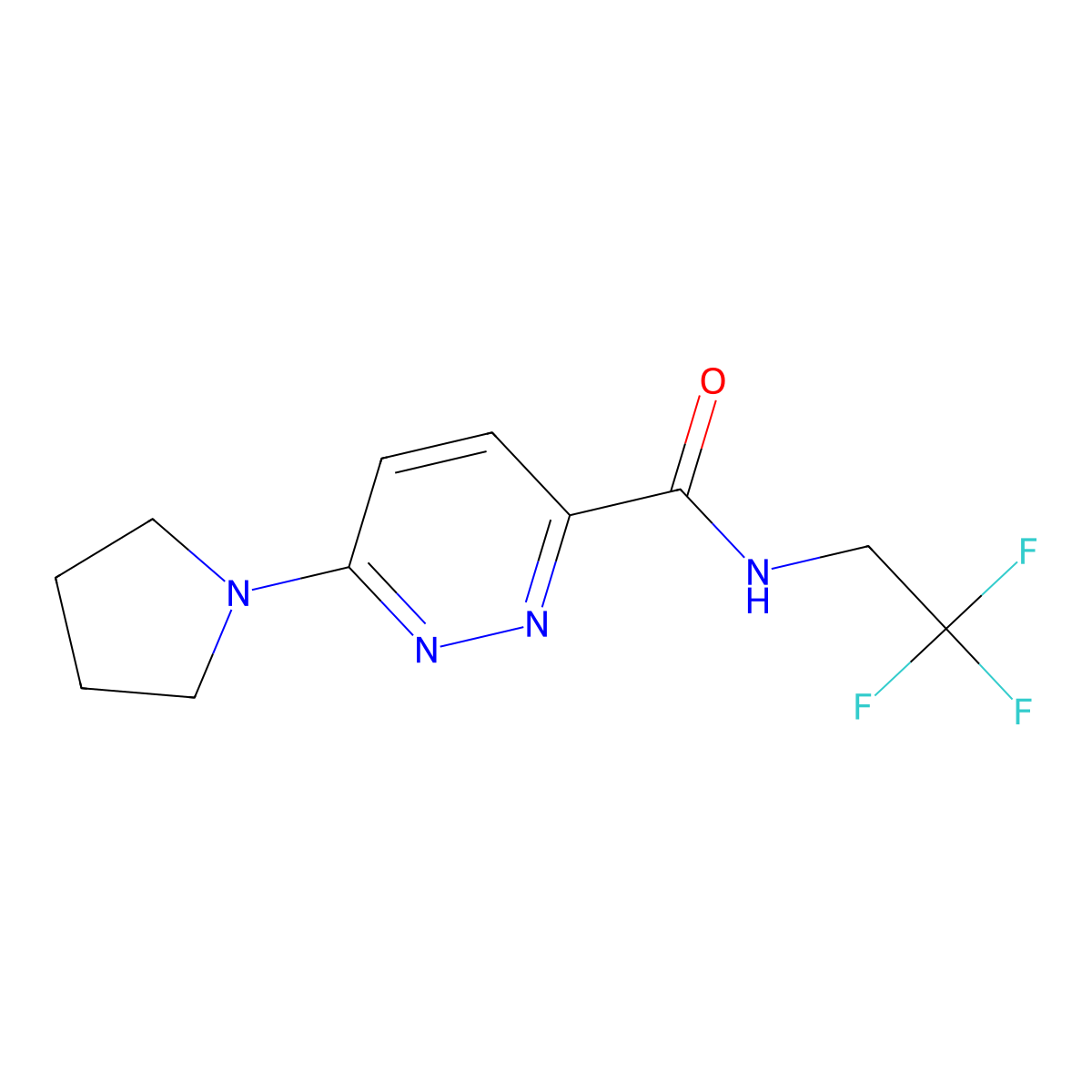 6-(pyrrolidin-1-yl)-N-(2,2,2-trifluoroethyl)pyridazine-3-carboxamide molecular structure, CAS 1396879-96-1