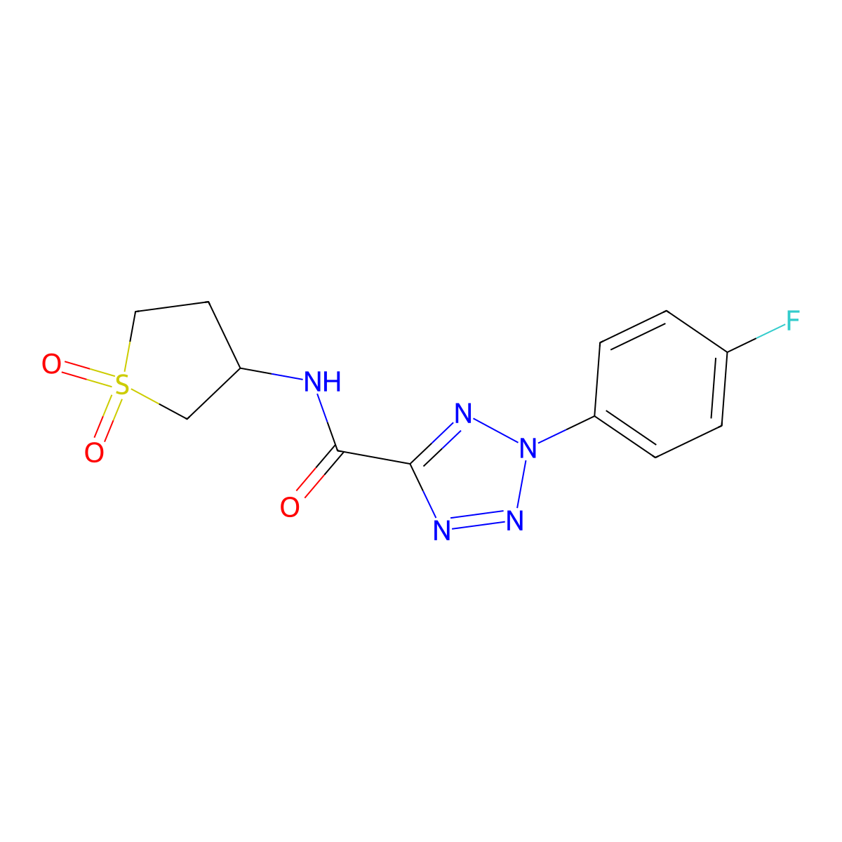 N-(1,1-dioxidotetrahydrothiophen-3-yl)-2-(4-fluorophenyl)-2H-tetrazole-5-carboxamide molecular structure, CAS 1396880-03-7