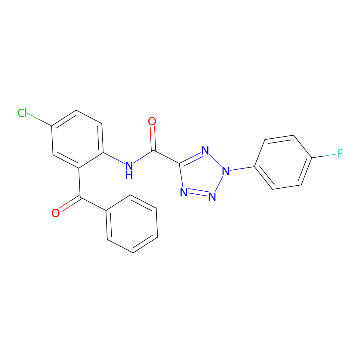 N-(2-benzoyl-4-chlorophenyl)-2-(4-fluorophenyl)-2H-tetrazole-5-carboxamide molecular structure, CAS 1396880-09-3