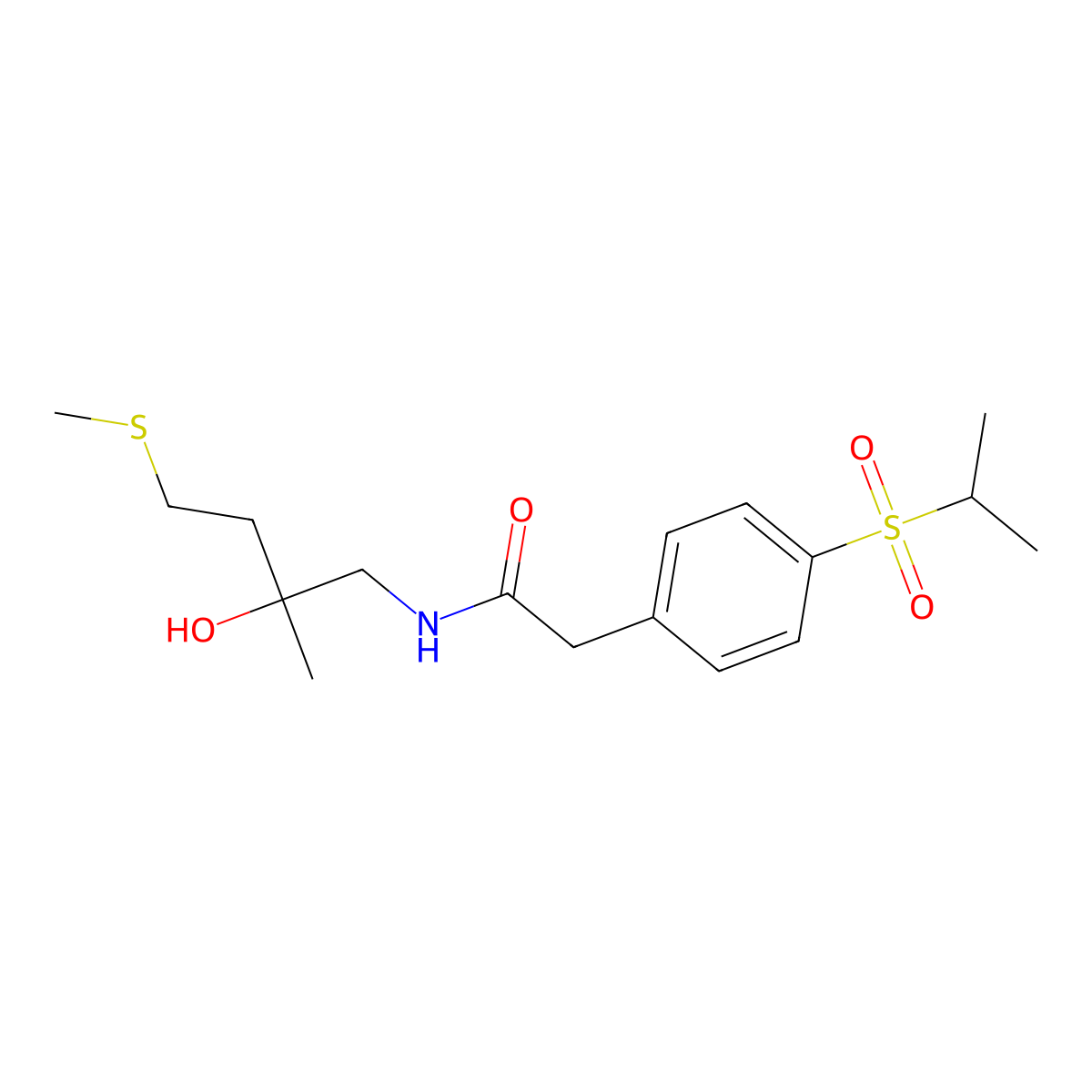 N-(2-hydroxy-2-methyl-4-(methylthio)butyl)-2-(4-(isopropylsulfonyl)phenyl)acetamide molecular structure, CAS 1396880-10-6