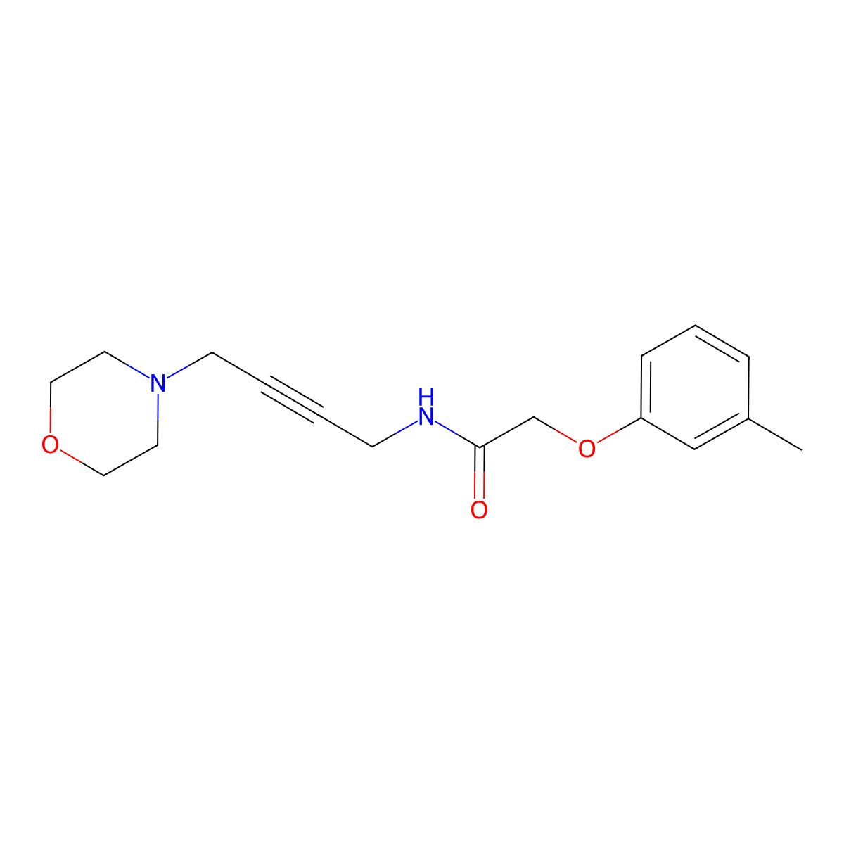 N-(4-morpholinobut-2-yn-1-yl)-2-(m-tolyloxy)acetamide molecular structure, CAS 1396880-11-7