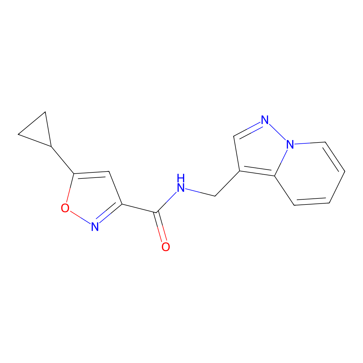 5-cyclopropyl-N-(pyrazolo[1,5-a]pyridin-3-ylmethyl)isoxazole-3-carboxamide molecular structure, CAS 1396880-13-9