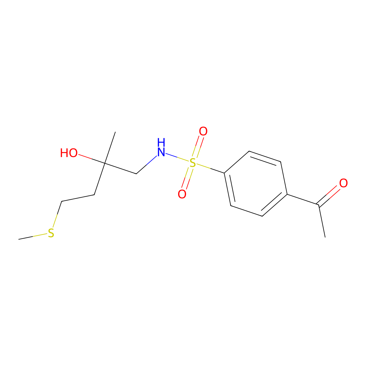 4-acetyl-N-(2-hydroxy-2-methyl-4-(methylthio)butyl)benzenesulfonamide molecular structure, CAS 1396880-23-1