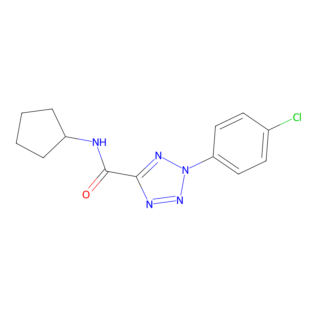2-(4-chlorophenyl)-N-cyclopentyl-2H-tetrazole-5-carboxamide molecular structure, CAS 1396880-25-3