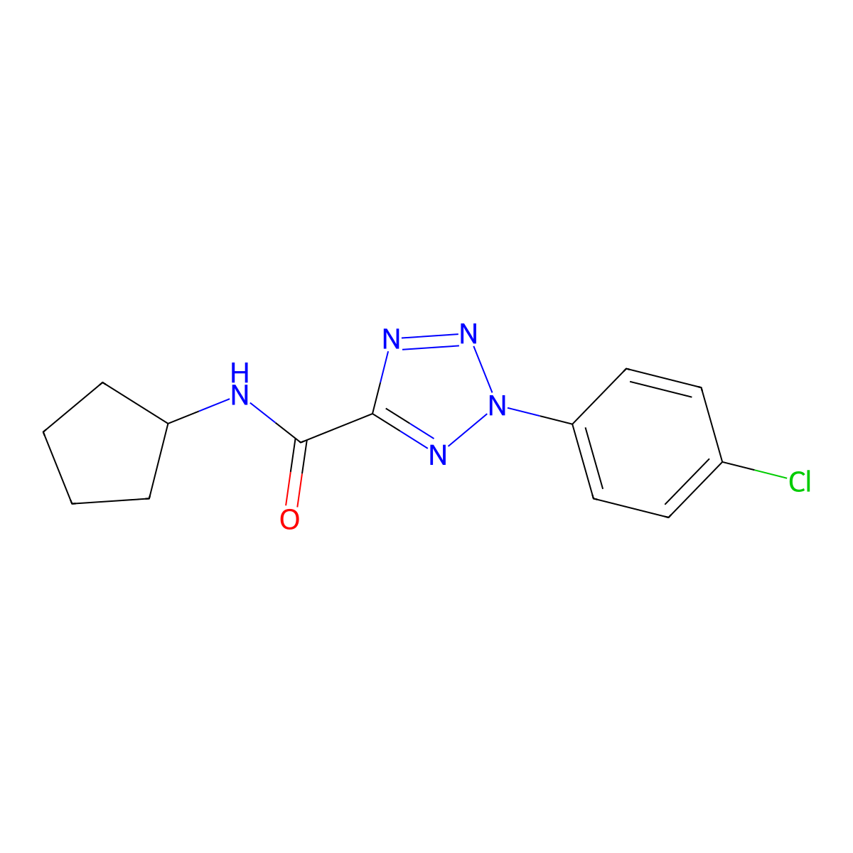 2-(4-chlorophenyl)-N-cyclopentyl-2H-tetrazole-5-carboxamide molecular structure, CAS 1396880-25-3