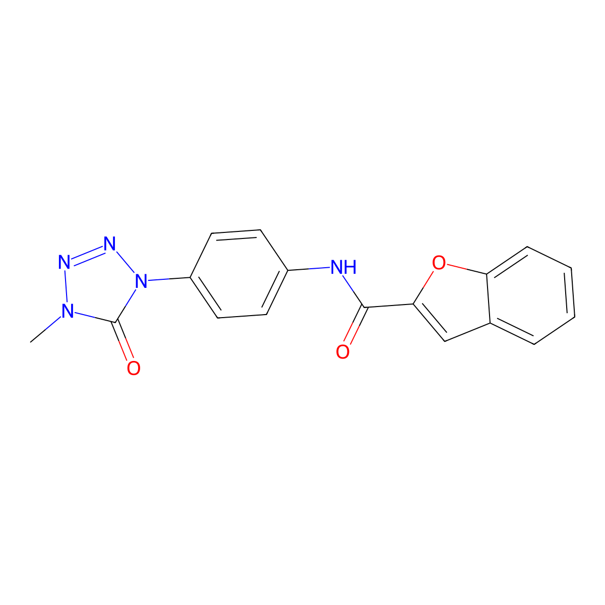 N-(4-(4-methyl-5-oxo-4,5-dihydro-1H-tetrazol-1-yl)phenyl)benzofuran-2-carboxamide molecular structure, CAS 1396880-26-4