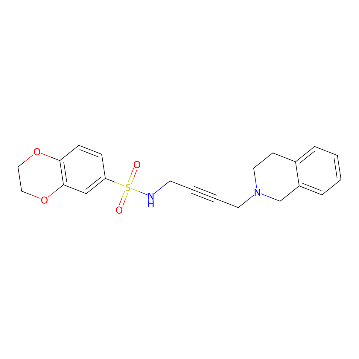 N-(4-(3,4-dihydroisoquinolin-2(1H)-yl)but-2-yn-1-yl)-2,3-dihydrobenzo[b][1,4]dioxine-6-sulfonamide molecular structure, CAS 1396880-28-6