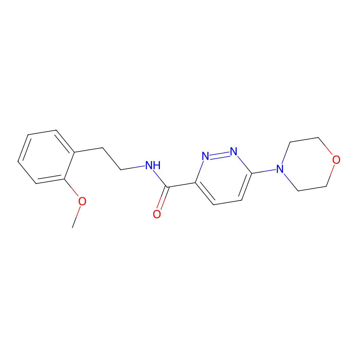N-(2-methoxyphenethyl)-6-morpholinopyridazine-3-carboxamide molecular structure, CAS 1396880-30-0