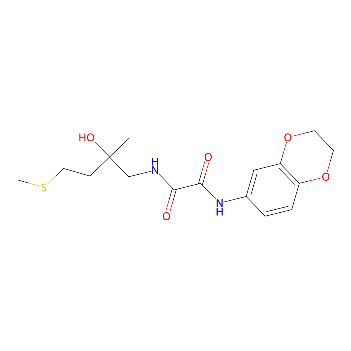 N1-(2,3-dihydrobenzo[b][1,4]dioxin-6-yl)-N2-(2-hydroxy-2-methyl-4-(methylthio)butyl)oxalamide molecular structure, CAS 1396880-42-4