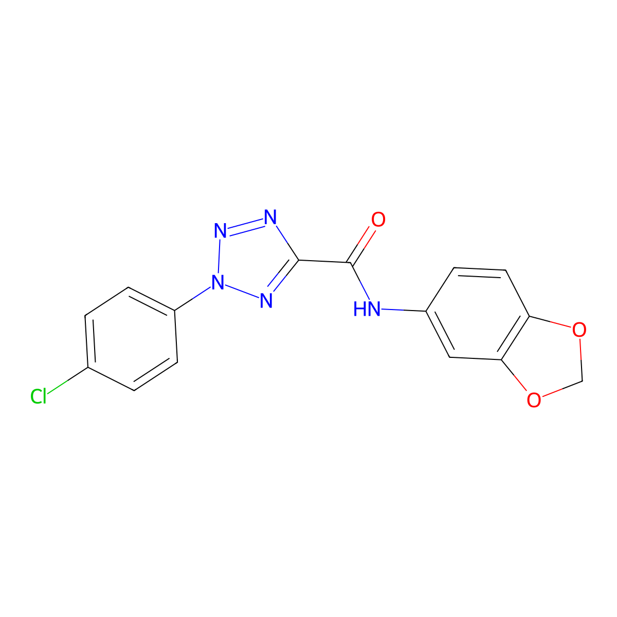 N-(benzo[d][1,3]dioxol-5-yl)-2-(4-chlorophenyl)-2H-tetrazole-5-carboxamide molecular structure, CAS 1396880-43-5