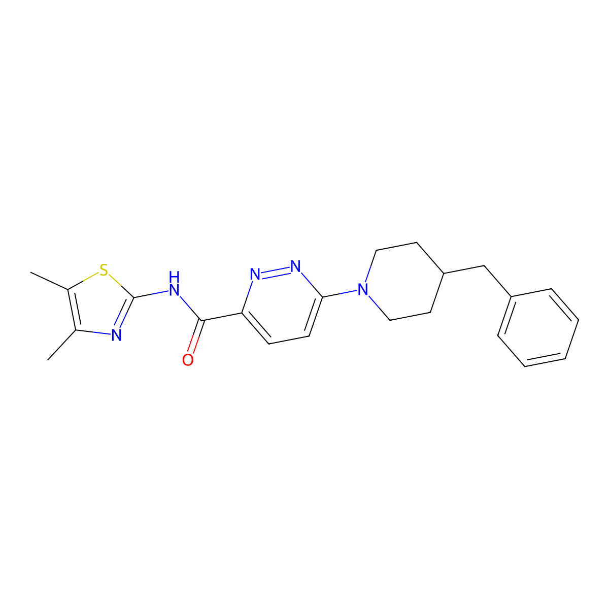 6-(4-benzylpiperidin-1-yl)-N-(4,5-dimethylthiazol-2-yl)pyridazine-3-carboxamide molecular structure, CAS 1396880-48-0