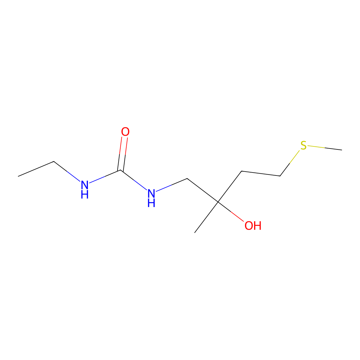 1-Ethyl-3-(2-hydroxy-2-methyl-4-(methylthio)butyl)urea molecular structure, CAS 1396880-51-5