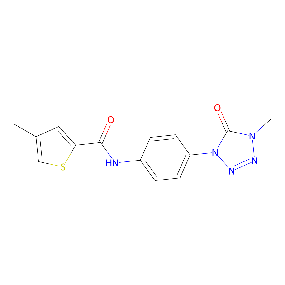 4-methyl-N-(4-(4-methyl-5-oxo-4,5-dihydro-1H-tetrazol-1-yl)phenyl)thiophene-2-carboxamide molecular structure, CAS 1396880-55-9