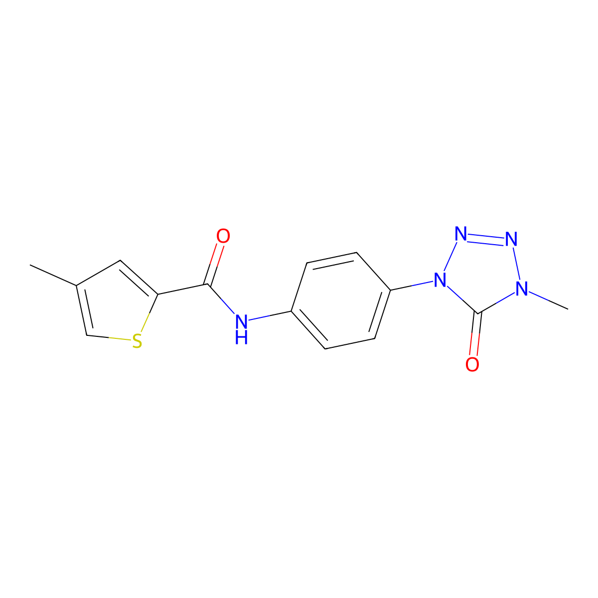 4-methyl-N-(4-(4-methyl-5-oxo-4,5-dihydro-1H-tetrazol-1-yl)phenyl)thiophene-2-carboxamide molecular structure, CAS 1396880-55-9