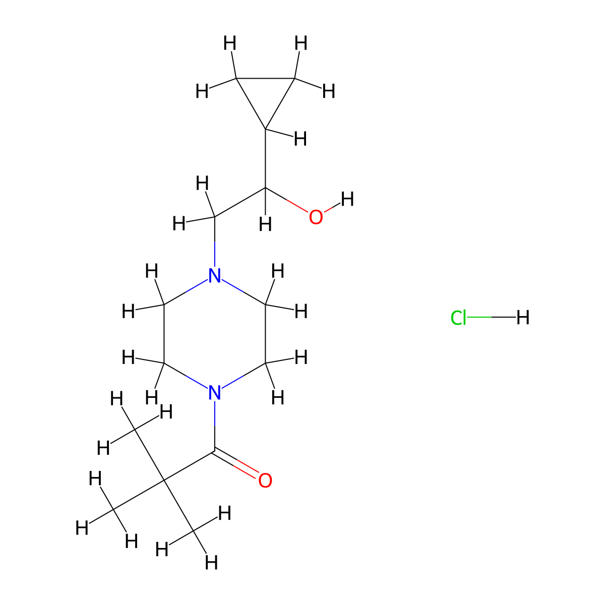1-[4-(2-Cyclopropyl-2-hydroxyethyl)piperazin-1-YL]-2,2-dimethylpropan-1-one hydrochloride molecular structure, CAS 1396880-56-0
