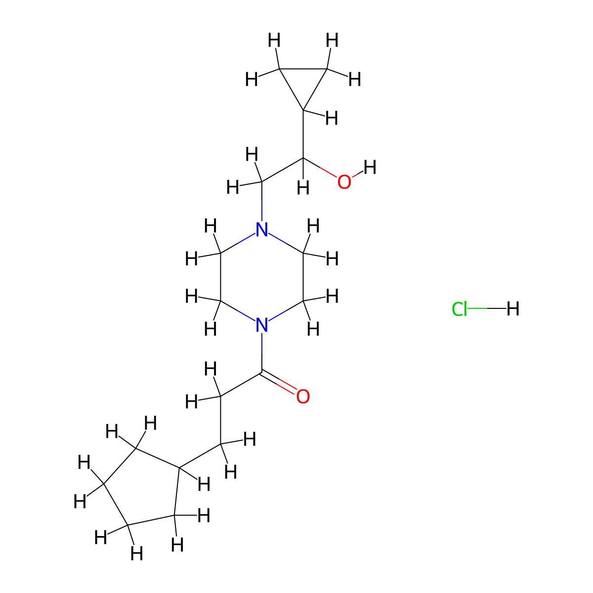 3-Cyclopentyl-1-[4-(2-cyclopropyl-2-hydroxyethyl)piperazin-1-YL]propan-1-one hydrochloride molecular structure, CAS 1396880-60-6
