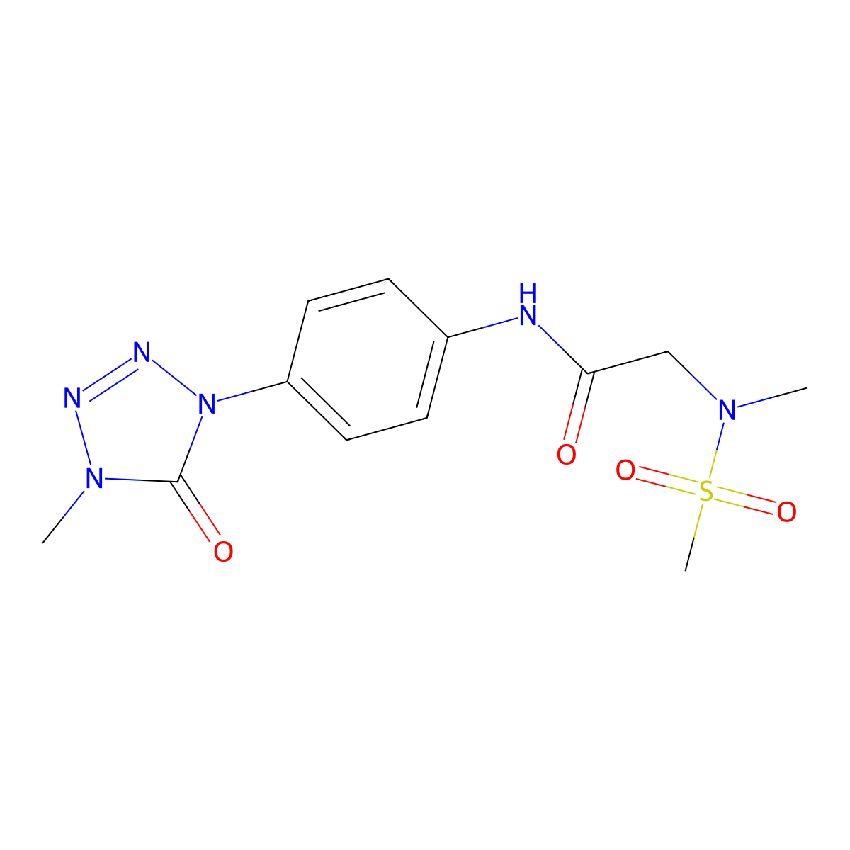 N-[4-(4-methyl-5-oxo-4,5-dihydro-1H-1,2,3,4-tetrazol-1-yl)phenyl]-2-(N-methylmethanesulfonamido)acetamide molecular structure, CAS 1396880-61-7