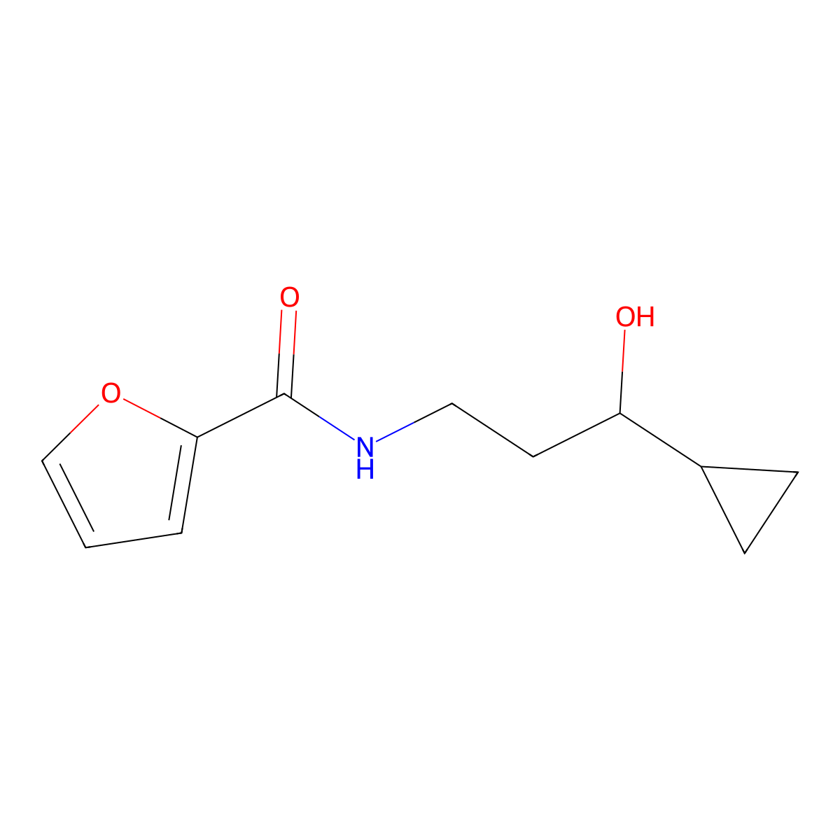 N-(3-cyclopropyl-3-hydroxypropyl)furan-2-carboxamide molecular structure, CAS 1396880-62-8