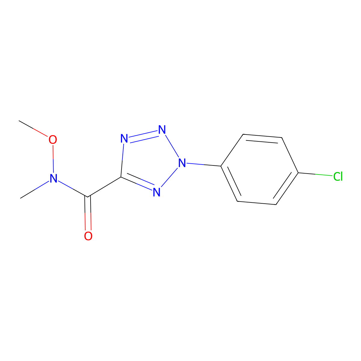 2-(4-chlorophenyl)-N-methoxy-N-methyl-2H-tetrazole-5-carboxamide molecular structure, CAS 1396880-63-9