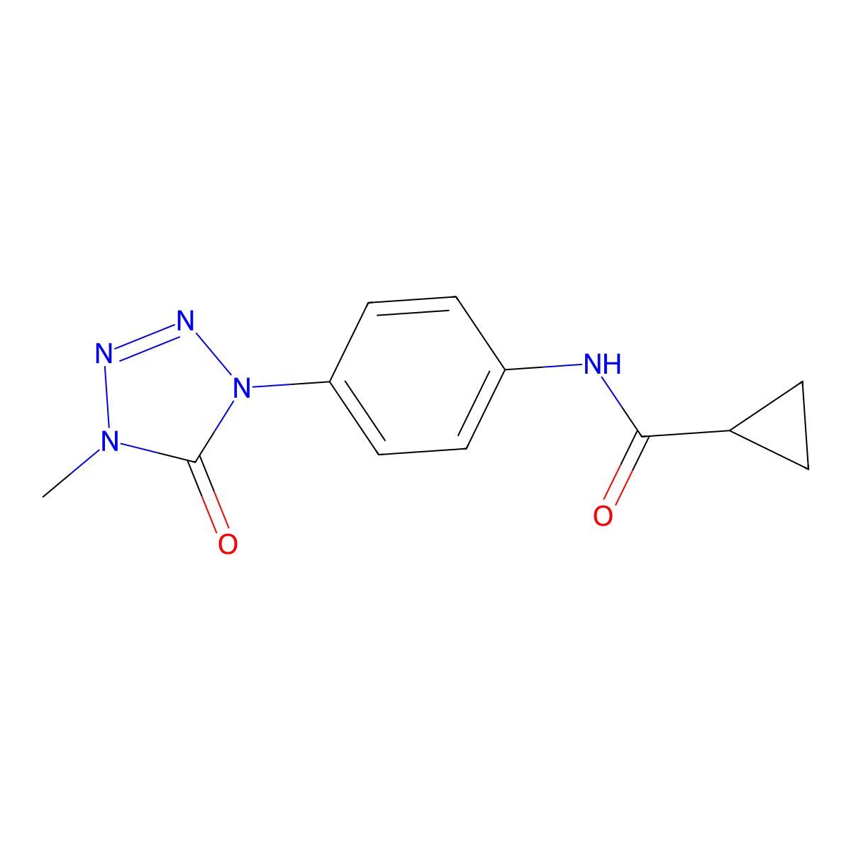 N-(4-(4-methyl-5-oxo-4,5-dihydro-1H-tetrazol-1-yl)phenyl)cyclopropanecarboxamide molecular structure, CAS 1396880-66-2