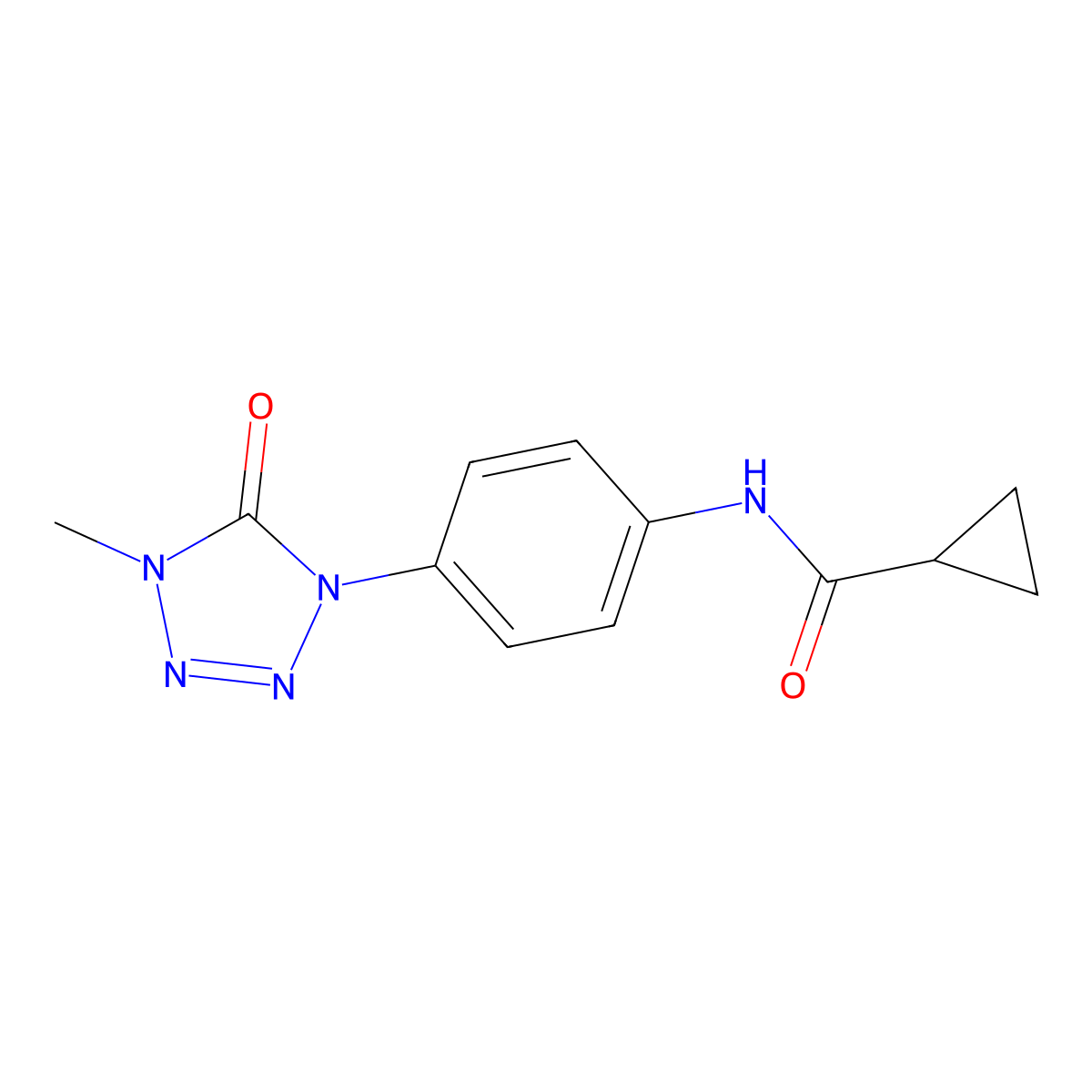 N-(4-(4-methyl-5-oxo-4,5-dihydro-1H-tetrazol-1-yl)phenyl)cyclopropanecarboxamide molecular structure, CAS 1396880-66-2