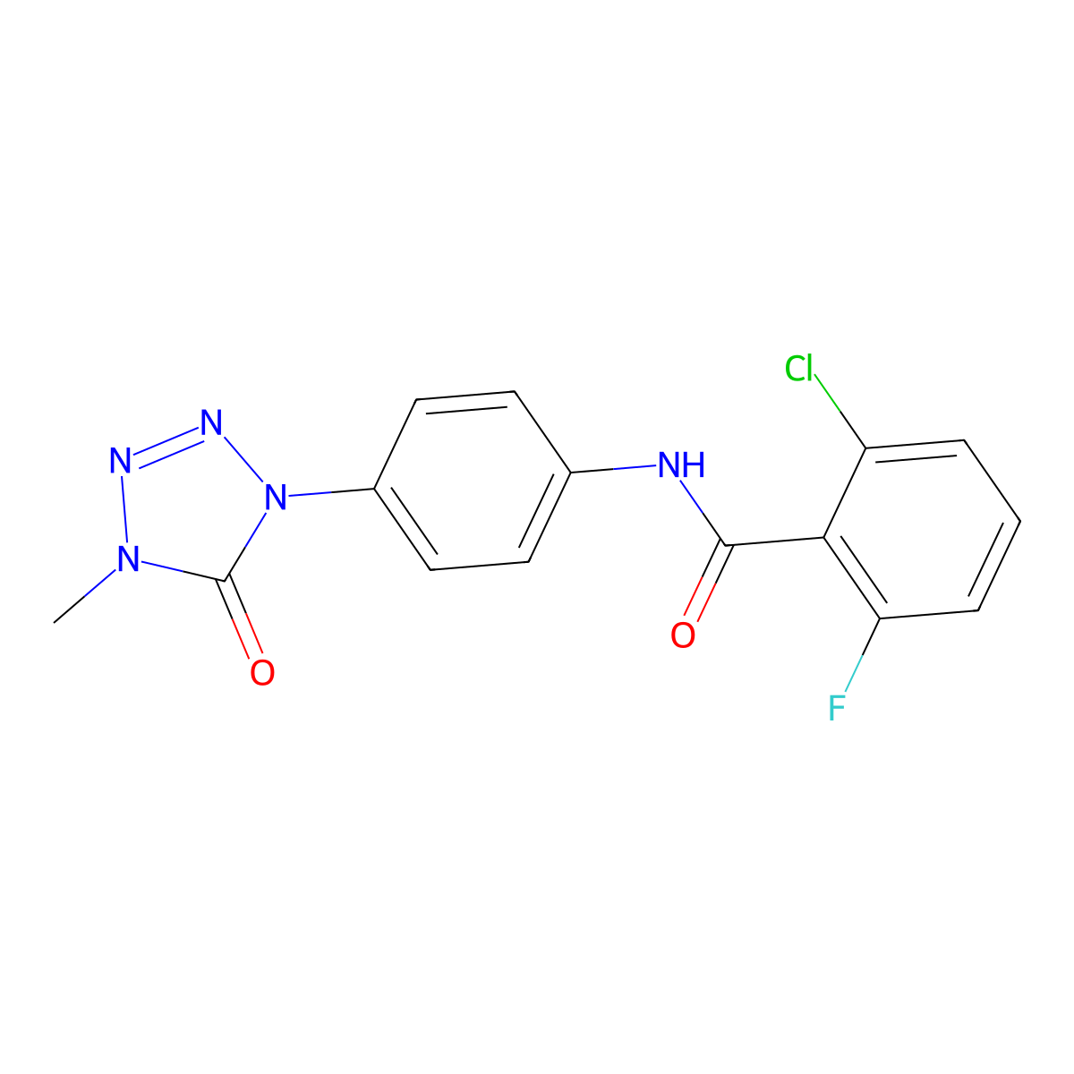 2-chloro-6-fluoro-N-(4-(4-methyl-5-oxo-4,5-dihydro-1H-tetrazol-1-yl)phenyl)benzamide molecular structure, CAS 1396880-71-9