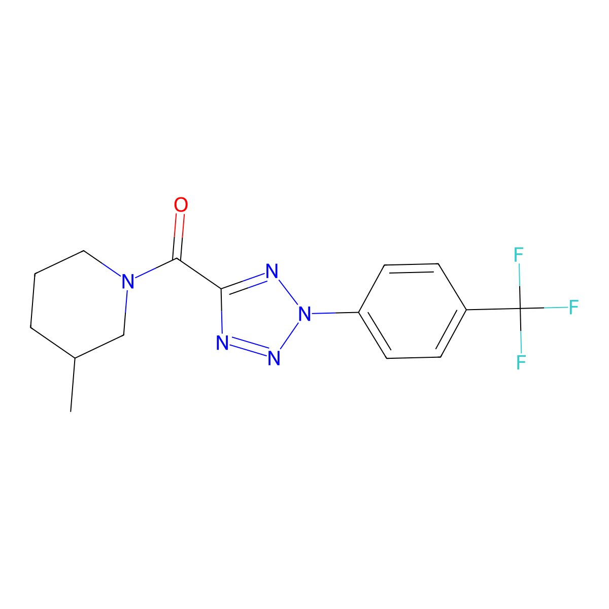 (3-methylpiperidin-1-yl)(2-(4-(trifluoromethyl)phenyl)-2H-tetrazol-5-yl)methanone molecular structure, CAS 1396880-77-5
