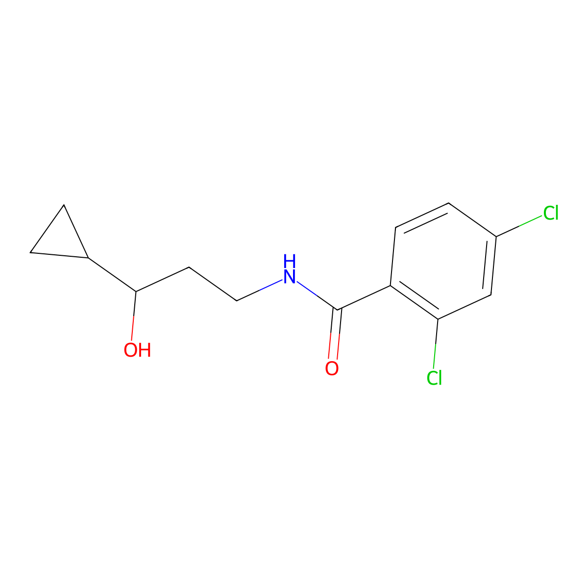 2,4-dichloro-N-(3-cyclopropyl-3-hydroxypropyl)benzamide molecular structure, CAS 1396880-80-0