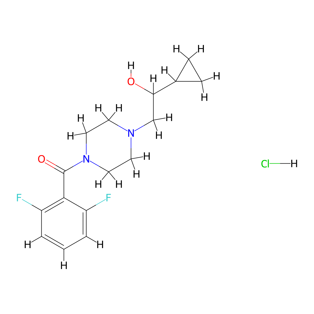 (4-(2-Cyclopropyl-2-hydroxyethyl)piperazin-1-yl)(2,6-difluorophenyl)methanone hydrochloride molecular structure, CAS 1396880-82-2