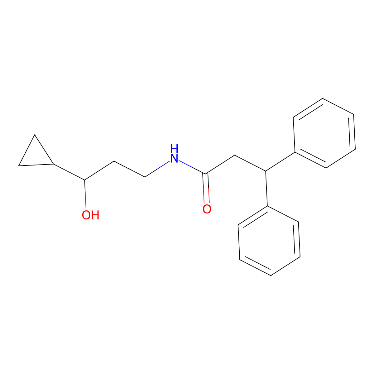 N-(3-cyclopropyl-3-hydroxypropyl)-3,3-diphenylpropanamide molecular structure, CAS 1396880-89-9