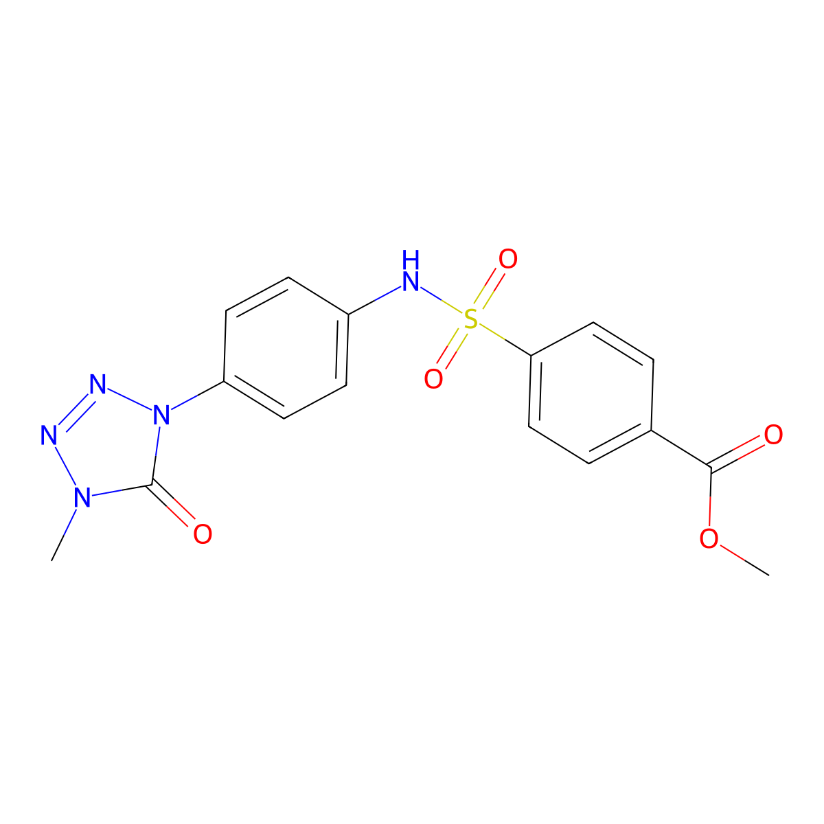 methyl 4-(N-(4-(4-methyl-5-oxo-4,5-dihydro-1H-tetrazol-1-yl)phenyl)sulfamoyl)benzoate molecular structure, CAS 1396880-91-3