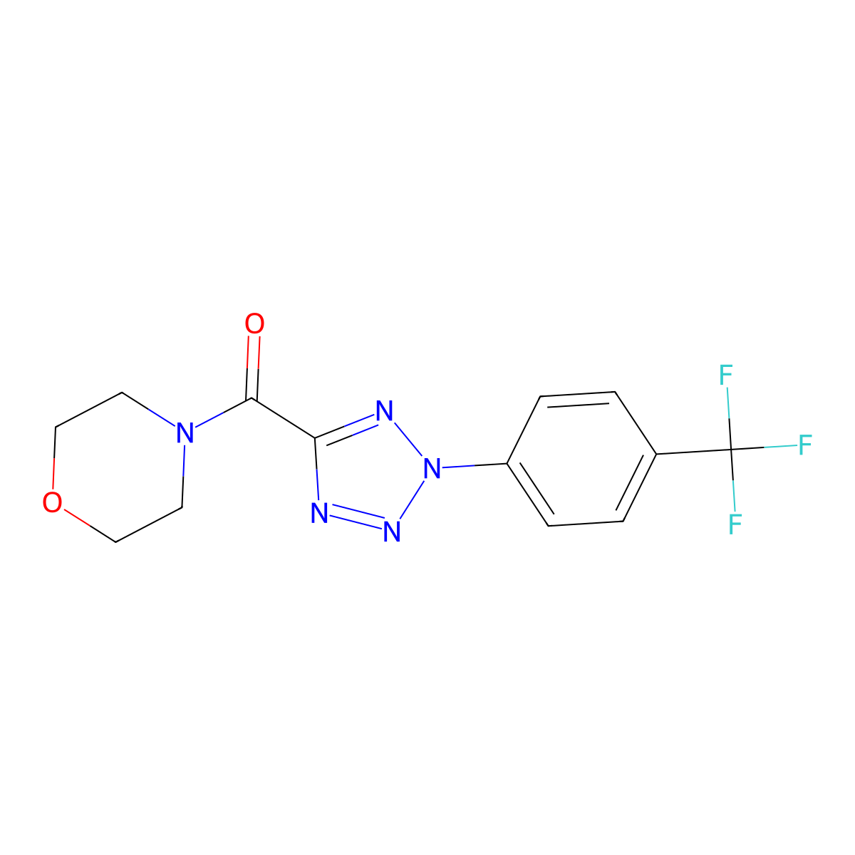 morpholino(2-(4-(trifluoromethyl)phenyl)-2H-tetrazol-5-yl)methanone molecular structure, CAS 1396880-93-5