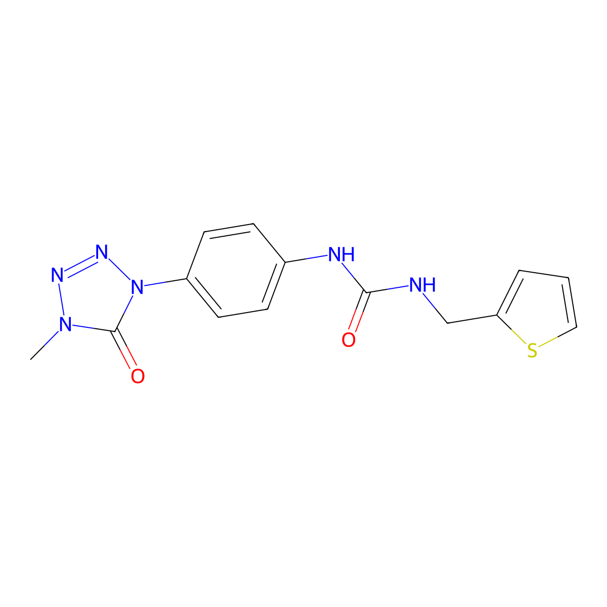 1-(4-(4-methyl-5-oxo-4,5-dihydro-1H-tetrazol-1-yl)phenyl)-3-(thiophen-2-ylmethyl)urea molecular structure, CAS 1396880-96-8