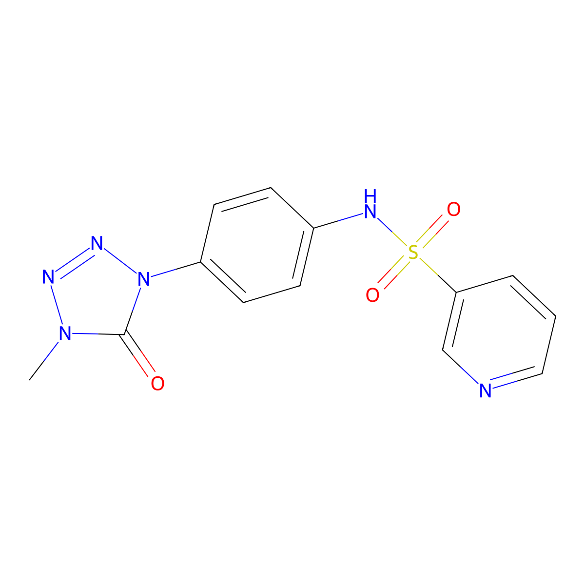 N-(4-(4-methyl-5-oxo-4,5-dihydro-1H-tetrazol-1-yl)phenyl)pyridine-3-sulfonamide molecular structure, CAS 1396881-01-8