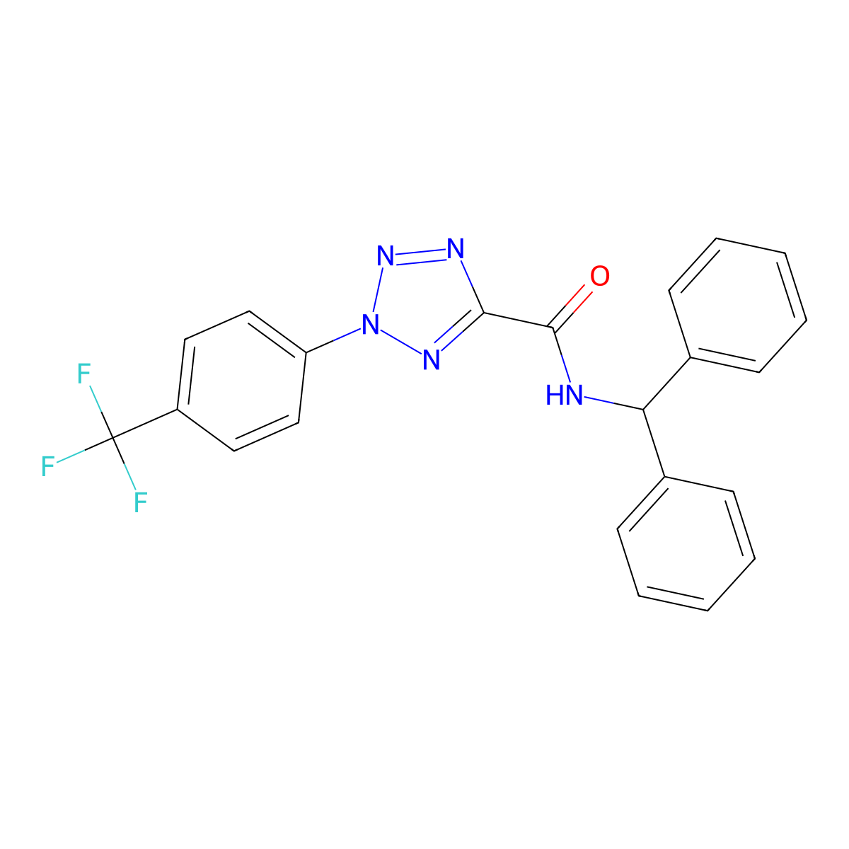 N-benzhydryl-2-(4-(trifluoromethyl)phenyl)-2H-tetrazole-5-carboxamide molecular structure, CAS 1396881-05-2