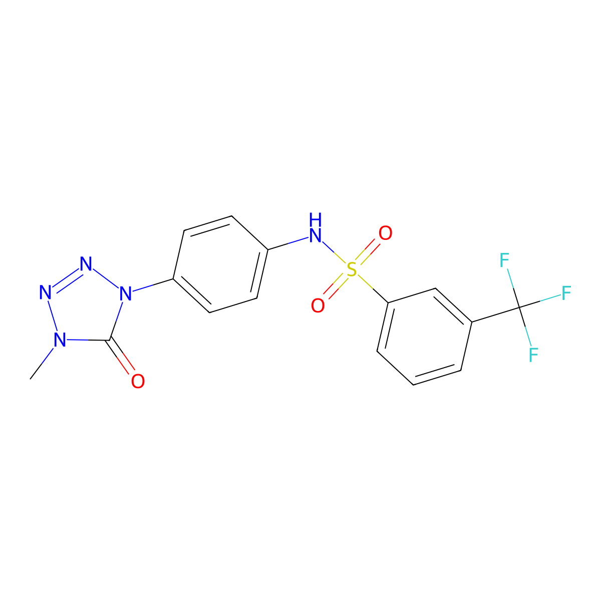 N-(4-(4-methyl-5-oxo-4,5-dihydro-1H-tetrazol-1-yl)phenyl)-3-(trifluoromethyl)benzenesulfonamide molecular structure, CAS 1396881-06-3