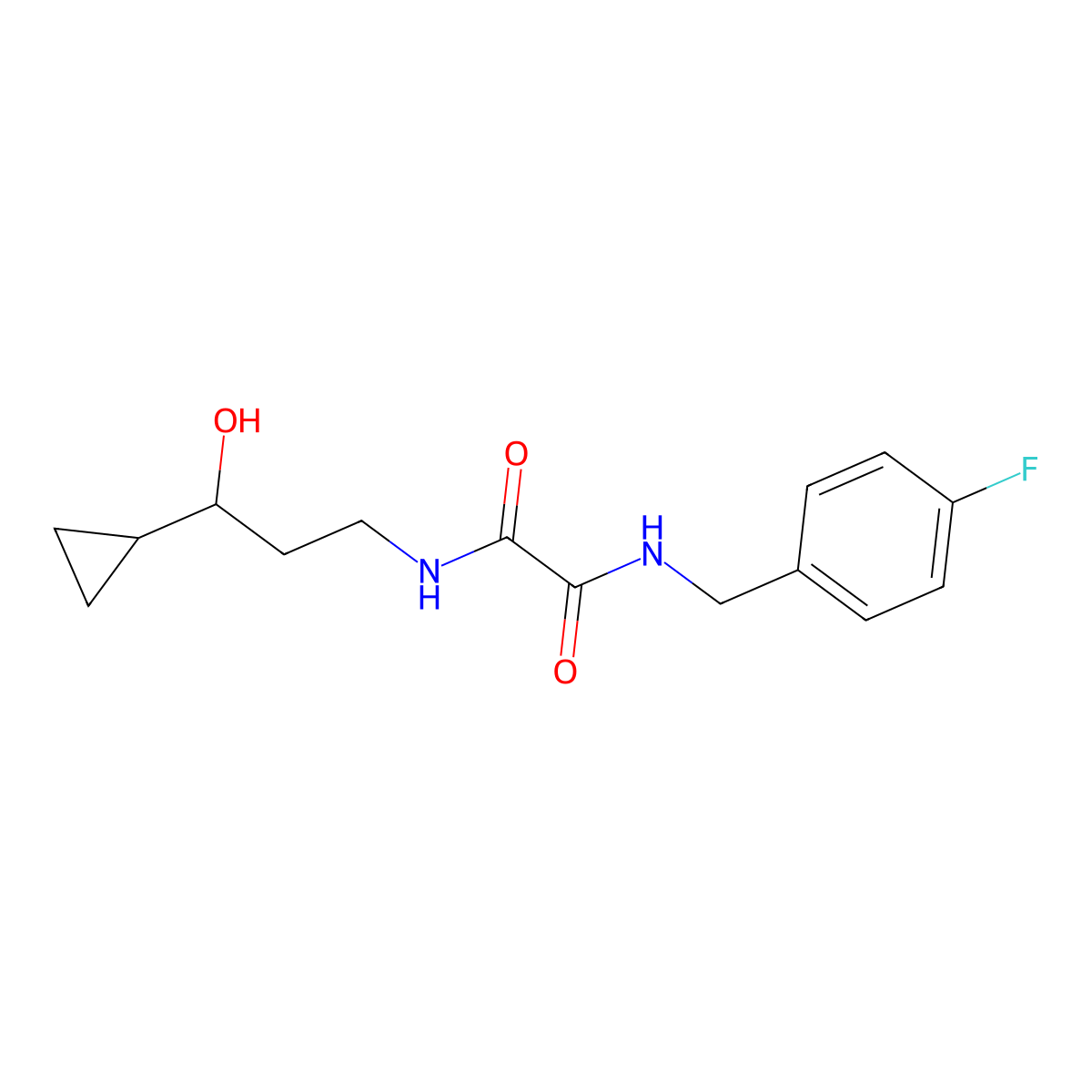 N1-(3-cyclopropyl-3-hydroxypropyl)-N2-(4-fluorobenzyl)oxalamide molecular structure, CAS 1396881-08-5